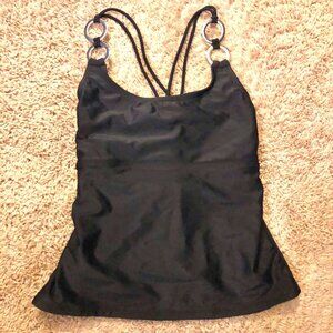 SAND N SUN Silver Rings Strappy Tankini Athletic Tank Top Black M
